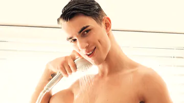 Handsome nude guy masturbating