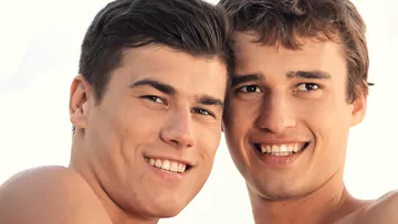 Guys jerking off together and cums
