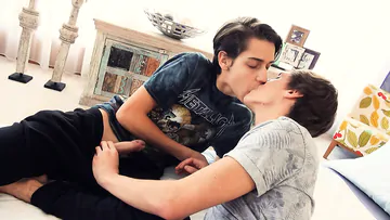 Cute gay twink getting a facial