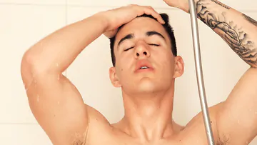 Black haired boy jerking off
