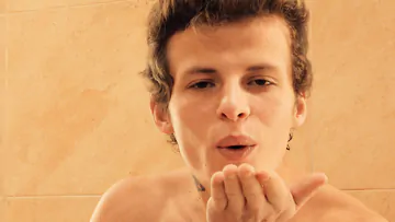 Twink jerking off his big dick