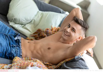 Muscular guy with a short veiny dick