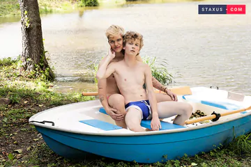 Blonde twink bareback fucking