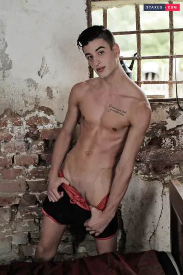 Two hot guys in a shack shagging