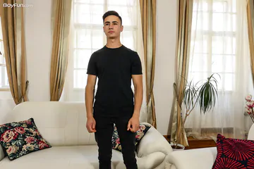 Sexy muscular boy getting naked