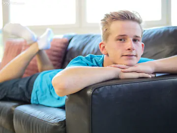 Blonde boy showing cock and asshole
