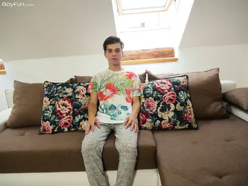 Handsome boy with a hairy penis