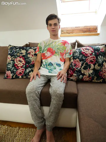 Handsome boy with a hairy penis