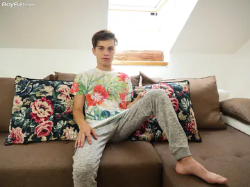 Handsome boy with a hairy penis