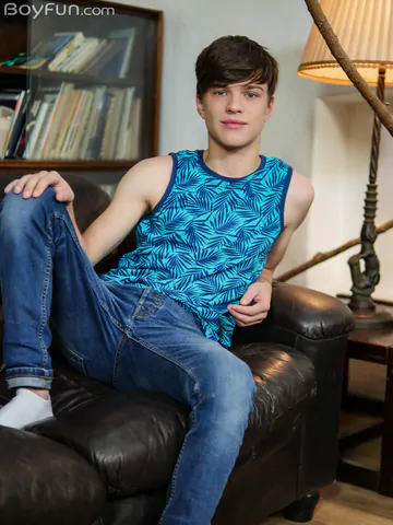 Handsome boy with hairy feet