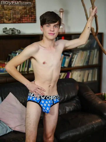 Handsome boy with hairy feet