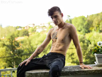 Handsome guy showing dick and hairy butt
