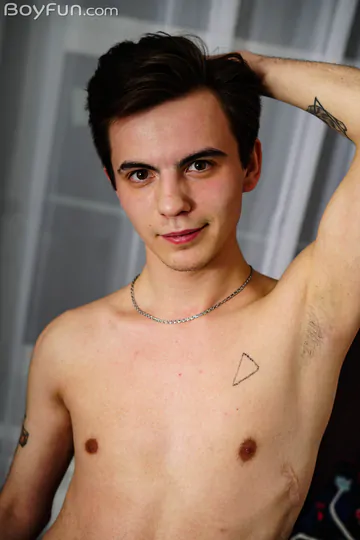 Horny boy jerking off and cums