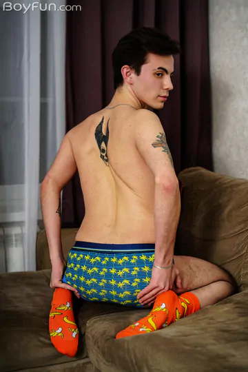 Horny boy jerking off and cums