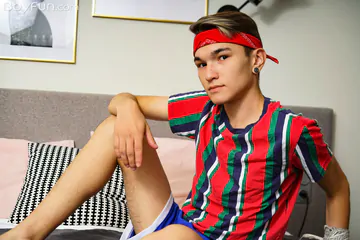 Bandana boy wanking his cock