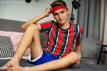 Bandana boy wanking his cock