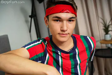 Bandana boy wanking his cock