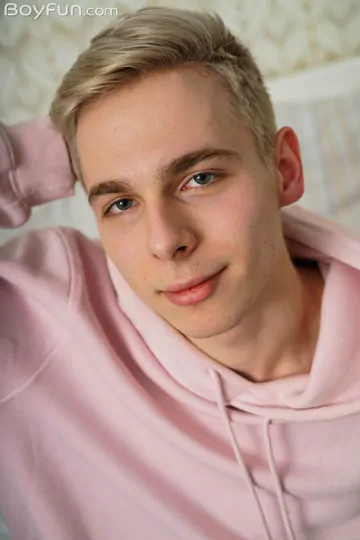 Blonde boy masturbating and cums