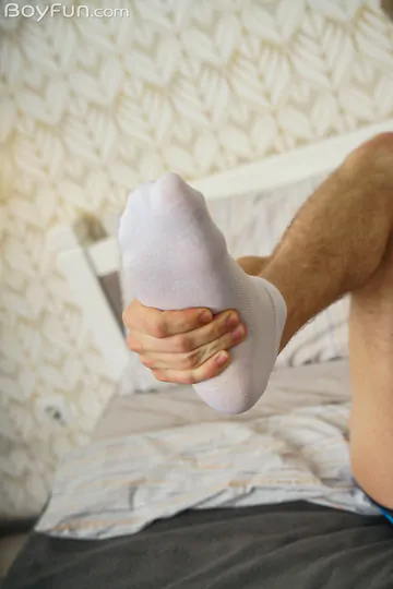Blonde boy masturbating and cums
