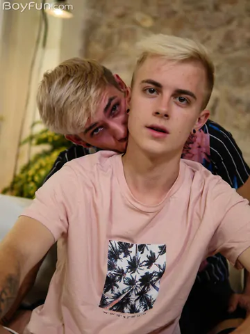 Handsome blonde boys having sex