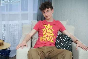 Skinny boy wanking his dick