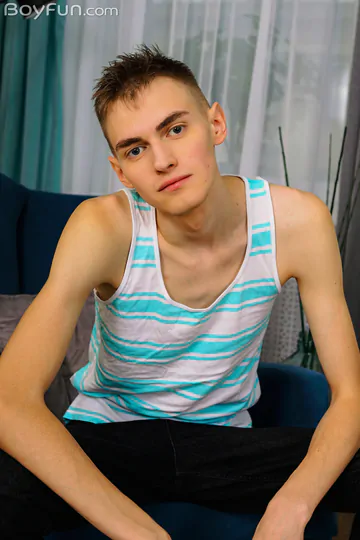 Skinny guy with a hairless body