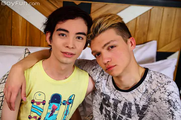 Skinny gay twinks having sex