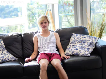 Blonde guy with a hairy dick
