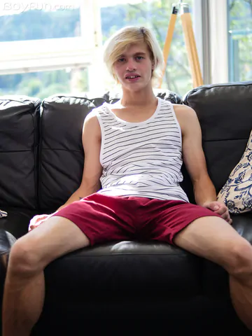 Blonde guy with a hairy dick
