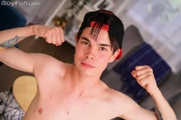 Sexy boy showing armpits and cock