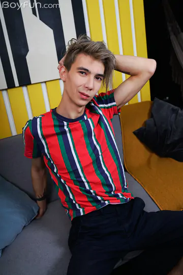 Skinny boy with a shaved dick