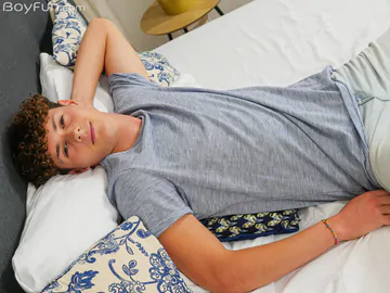 Curly haired boy with a smooth ass