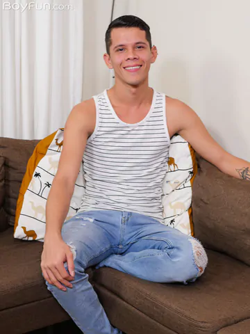 Cute boy jerking off and cums