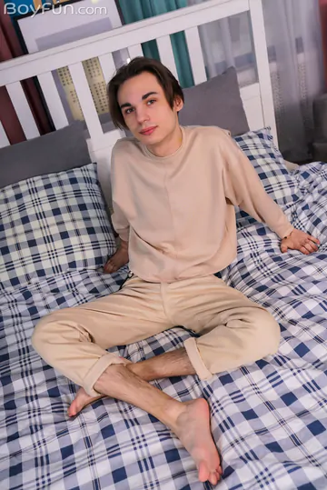 Cute boy with hairy feet