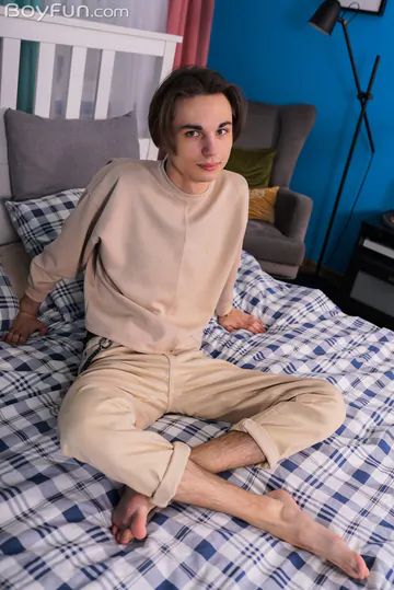 Cute boy with hairy feet