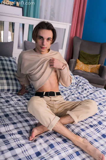 Cute boy with hairy feet