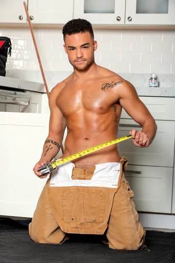 Porn stars in a kitchen fucking