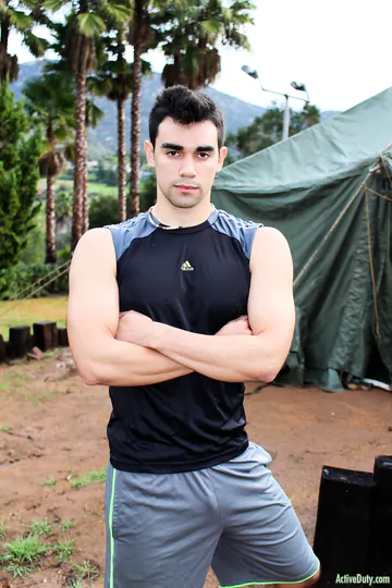 Army guy with a pierced cock