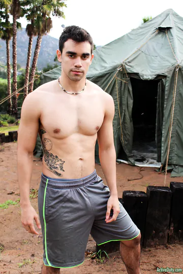 Army guy with a pierced cock
