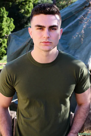 Army guy showing his hard cut cock