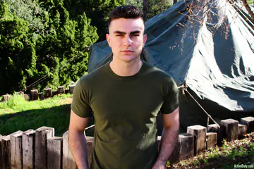 Army guy showing his hard cut cock
