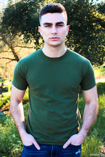 Army guy showing his hard cut cock