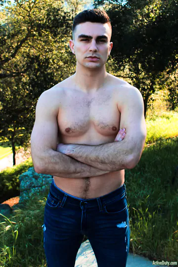Army guy showing his hard cut cock