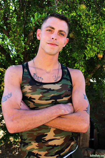 Army guy doing a nude photoshoot