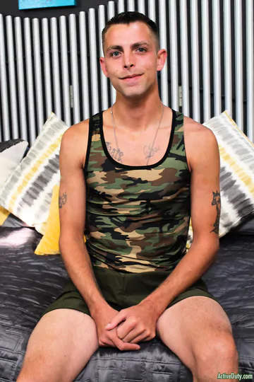 Army guy doing a nude photoshoot
