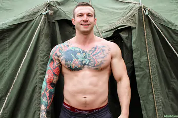 Beefy guy showing his boner