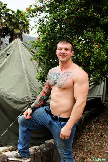 Beefy guy showing his boner