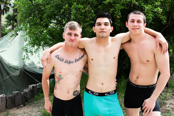 Sexy guy sucking on cocks