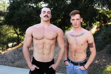 Man with a moustache fucking ass