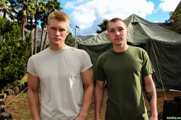 Sexy blonde guy fucking and cumming